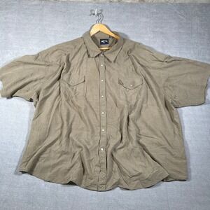 Falcon Bay Western Pearl Snap Plaid Short Sleeve Shirt Mens 6X Brown Cotton